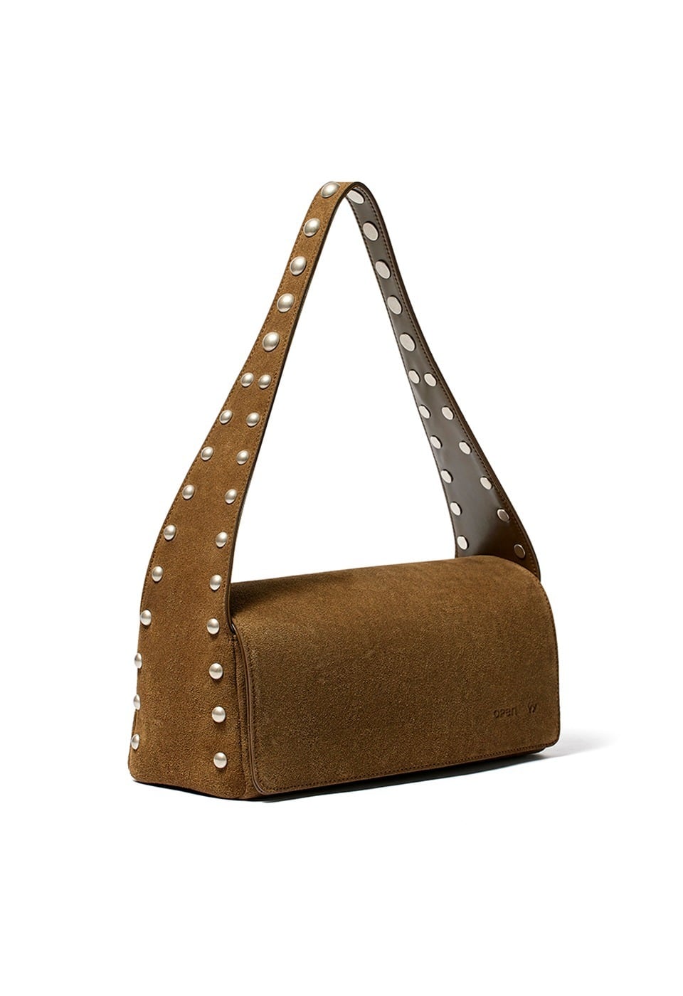 OPEN YY] SUEDE STUD DUFFLE BAG, KHAKI BROWN 正規品 韓国ブランド