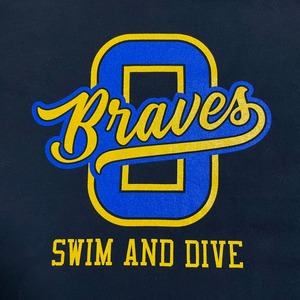 【COMFORT COLORS】水泳 SWIM&DIVE バックプリント ロゴ 企業ロゴ 両面プリント Tシャツ くすみカラー L 半袖 黒 US古着