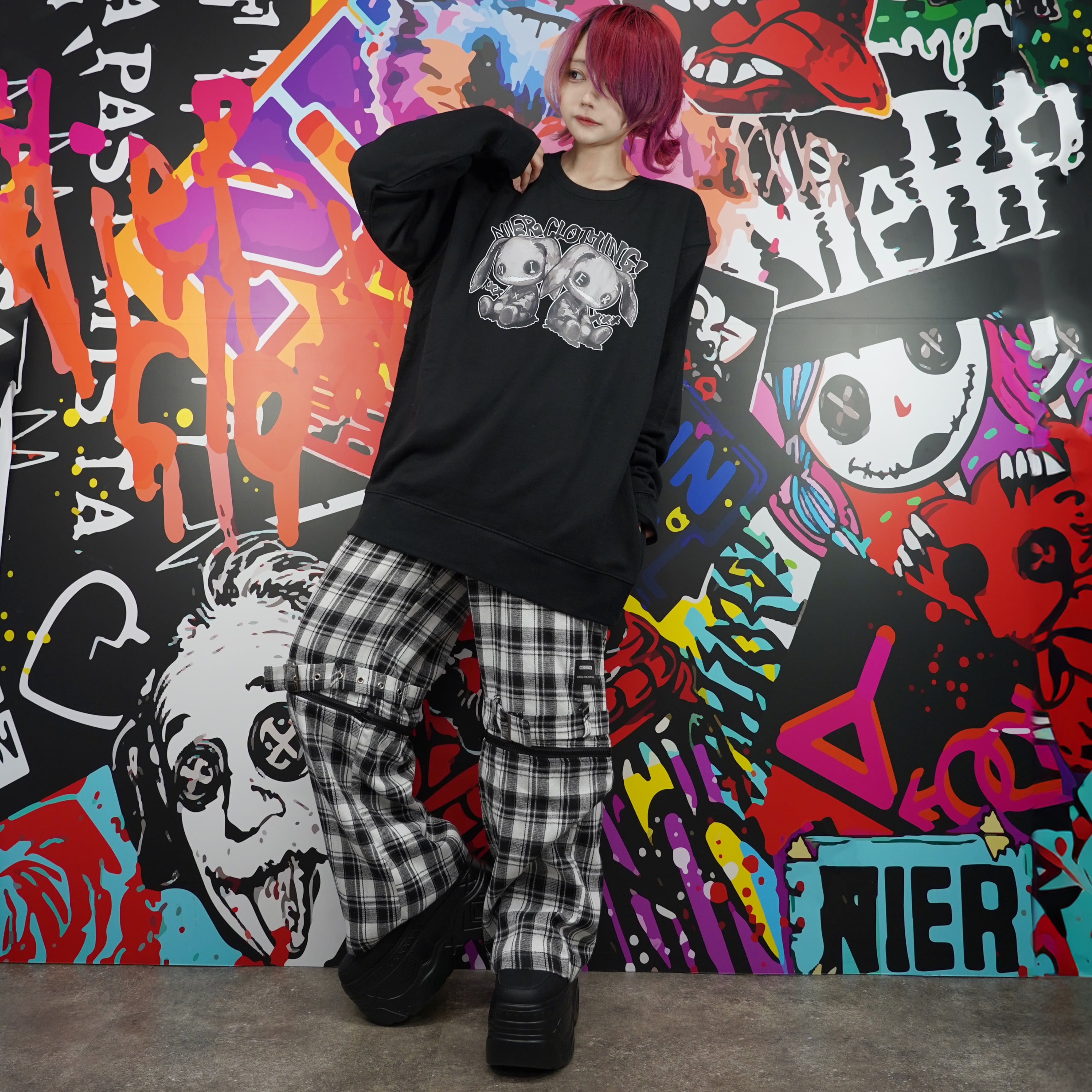 春夏用超軽量3WAY CONVERTIBLE GRAY CHECK PANTS | NIER CLOTHING