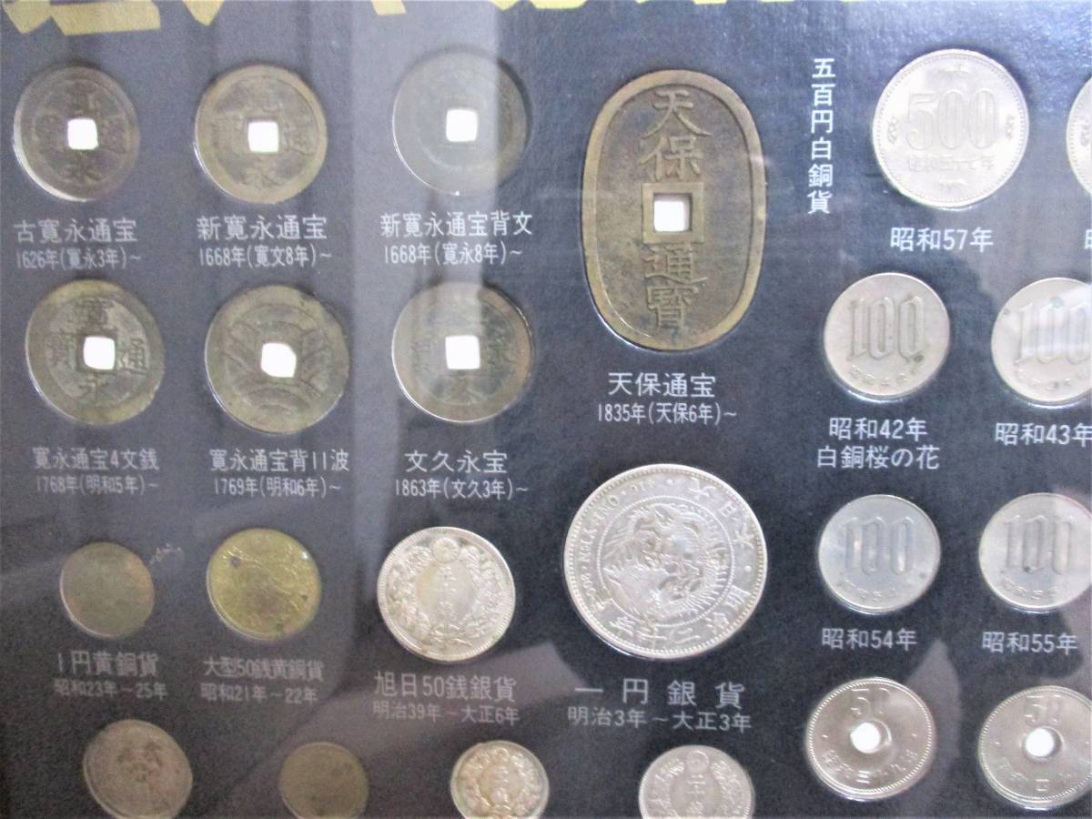 江戸、明治、大正、昭和、現行記念貨幣一覧 205枚の額縁セット【本物