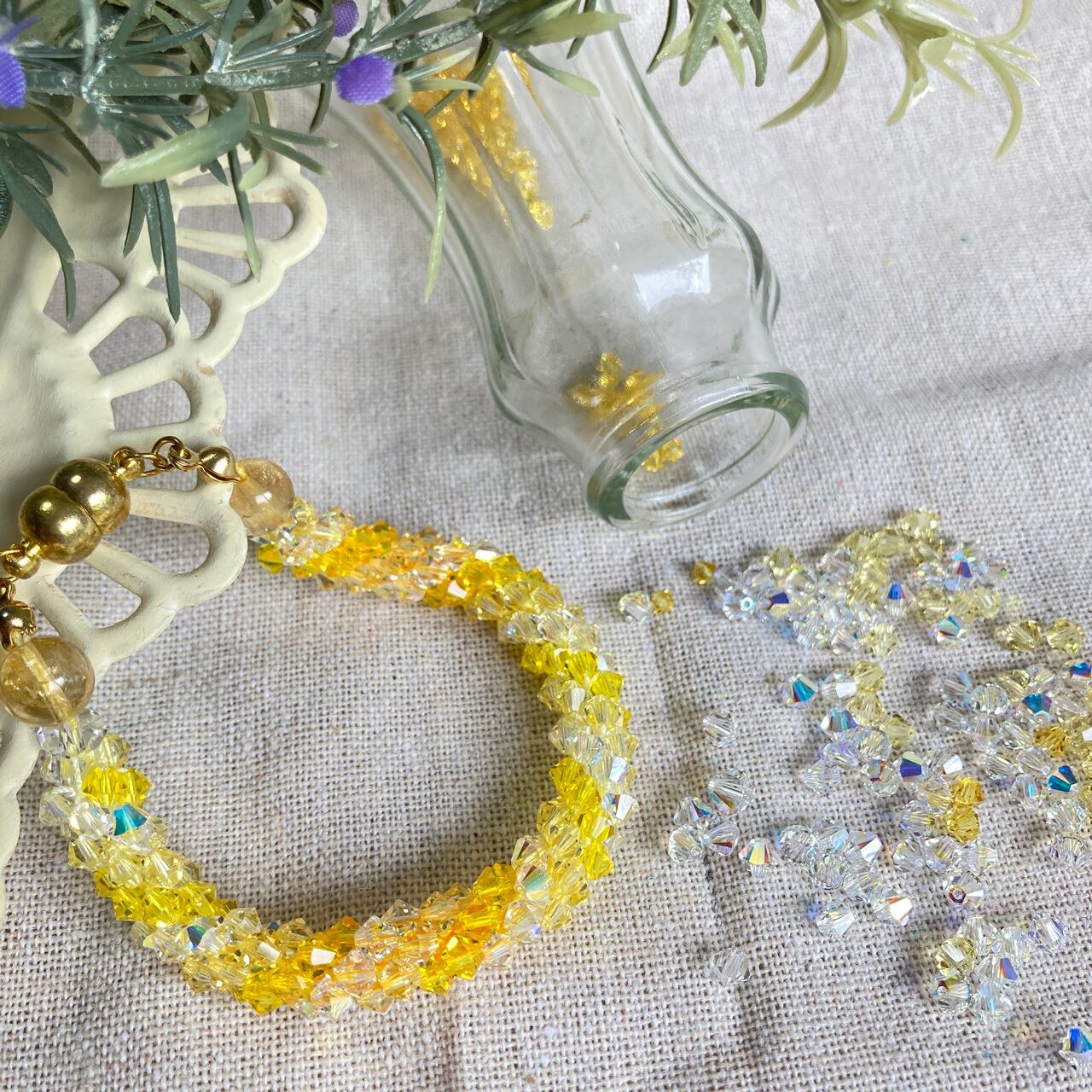 スワロのかぎ針編みブレスレット/イエロー