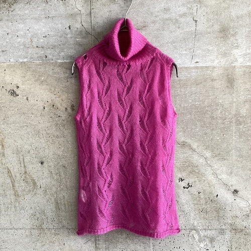 pink mohair openwork knit