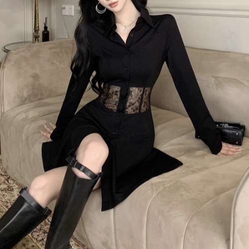 シアーウエストシャツワンピ ・12406