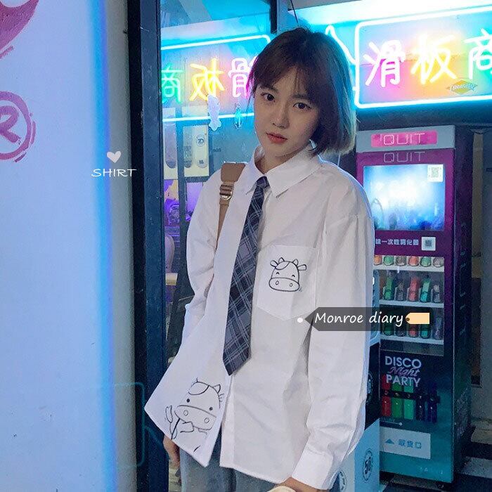 ホワイトシャツスプリングブラウス ジャケット ロング 春物 モンロー56448053847