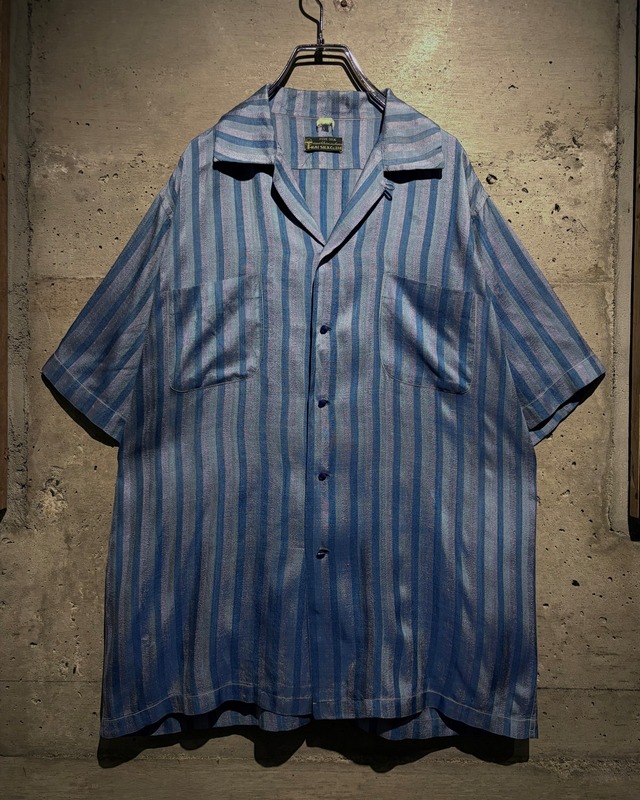 【Caka】50's Vintage Loose S/S Silk Open Collar Shirt