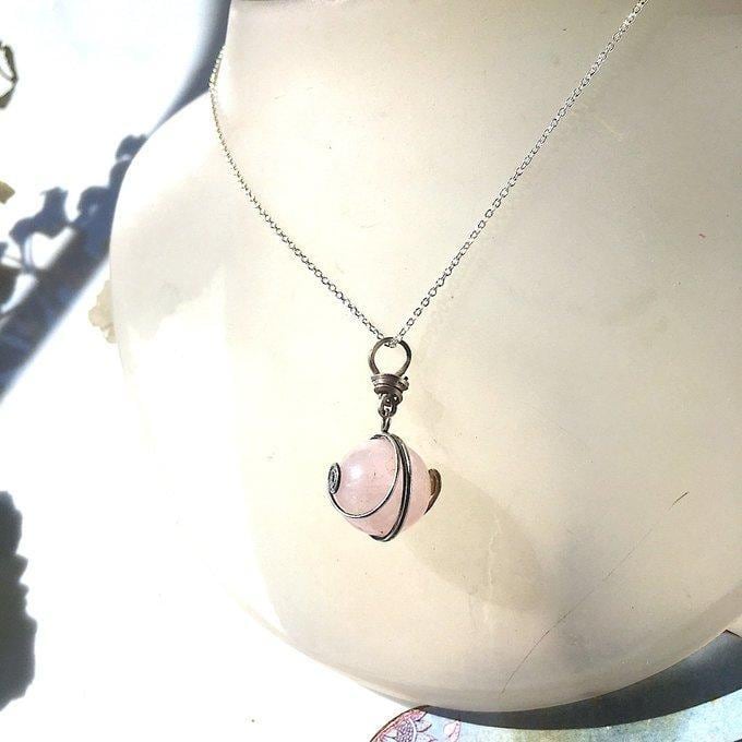【一点物】✦ 10月の誕生石✦·.⋆SV925ローズクォーツころころボールネックレス·.⋆✦