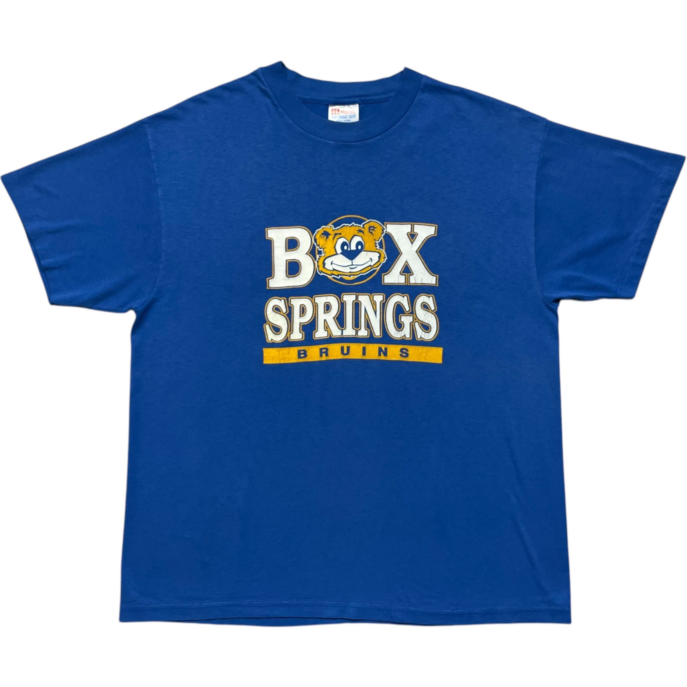 《L》 Hanes ヘインズ Tシャツ プリント シングルステッチ ブルー 90年代 vintage no.6659