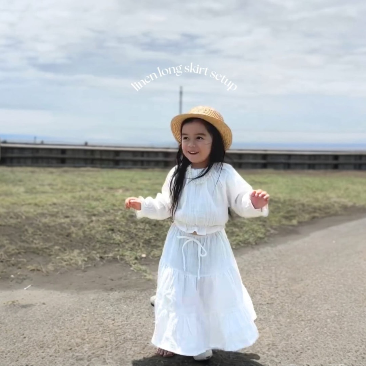 【即納】リネンロングワンピースセットアップ