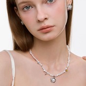 Smile bloom drop pearl necklace 【N010】