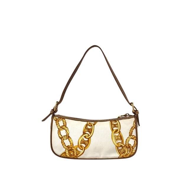 CELINE セリーヌ チェーン ハンドバッグ ホワイト ブラゾン キャンバス vintage ヴィンテージ オールド vzzbsd