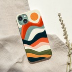受注生産 iPhoneケース オレンジサンのレトロウェーブ｜70s抽象 CURV027A
