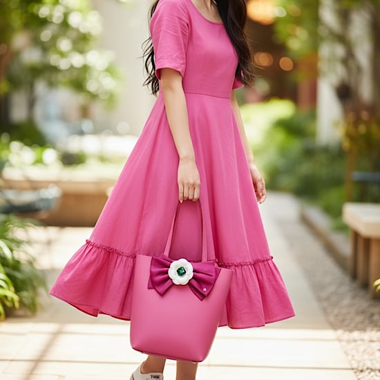 FINAL SALE★pb0246-C 限定限り・BIGリボン&ジュエリーカメリア・縦型トート(合皮)