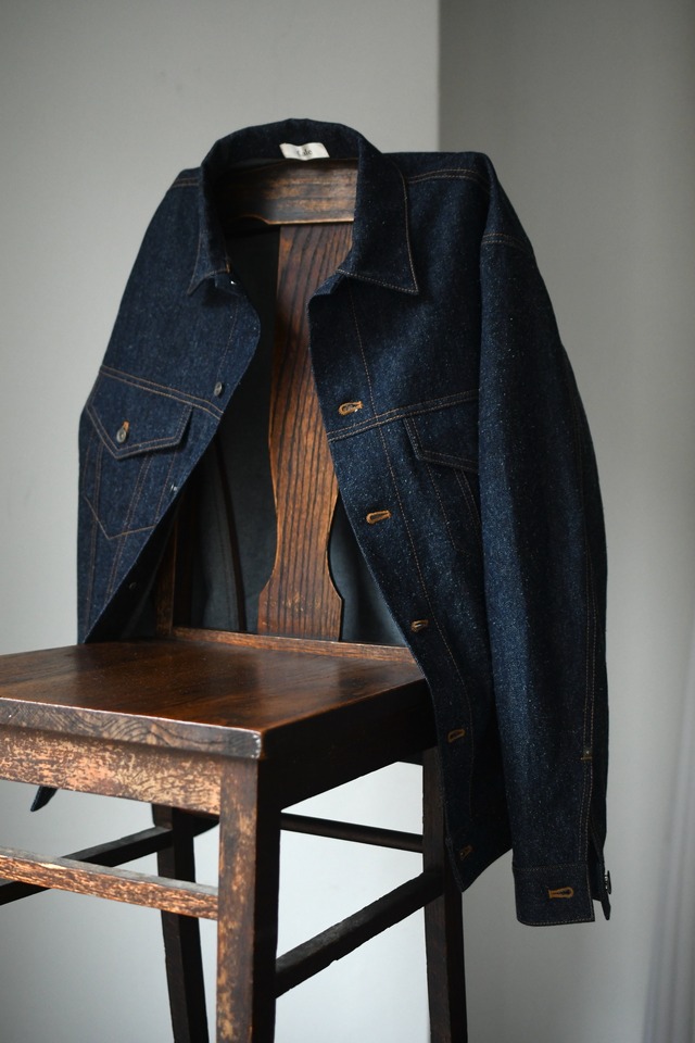 Cale / Cotton Silk Denim Jacket (Blue)
