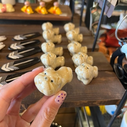 Brown Bulldog Chopstick Rest　茶ブルドッグ箸置　箸置き　ブルドッグ　犬　わんこ　カトラリーギフト　プレゼント