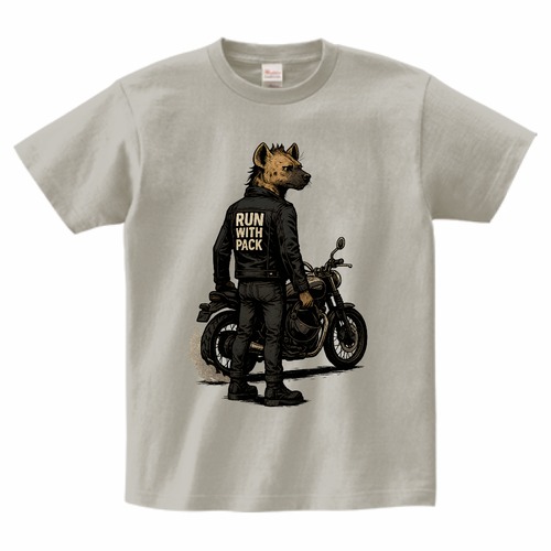 背中で語るハイエナTシャツ[シルバーグレー]