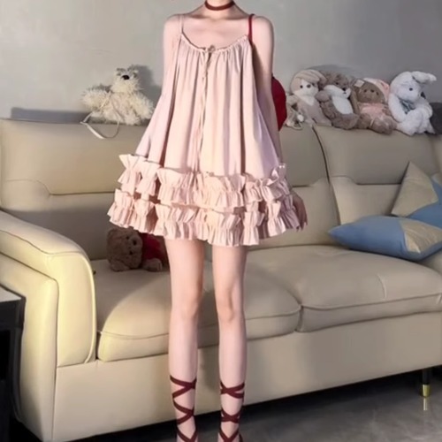 ティアードフリルヘムフレアキャミワンピ ・68520