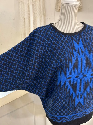vintage black × blue dolman sleeve sweater made in U.S.A