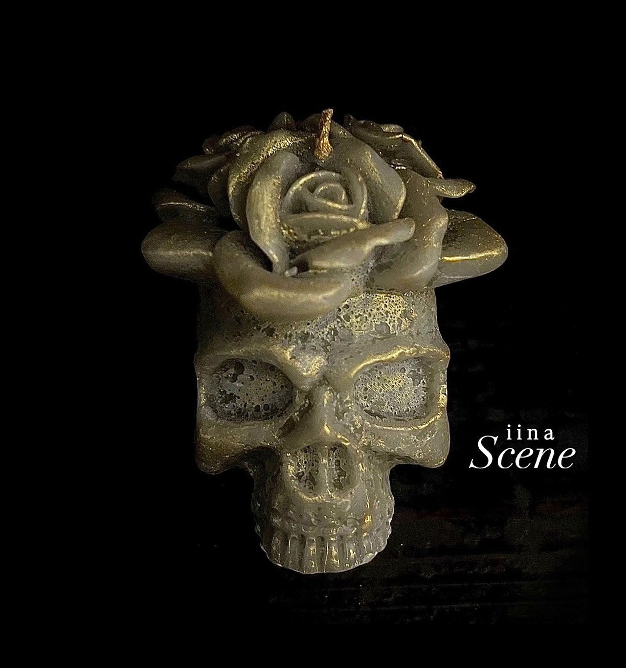 BLABK 銅器のような黒い骸骨キャンドル