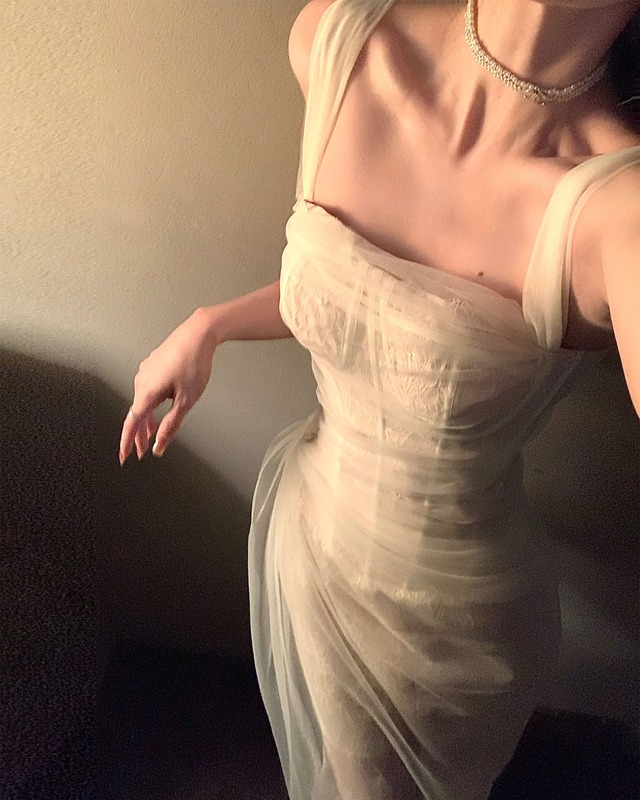 シアーロングドレス　A25406