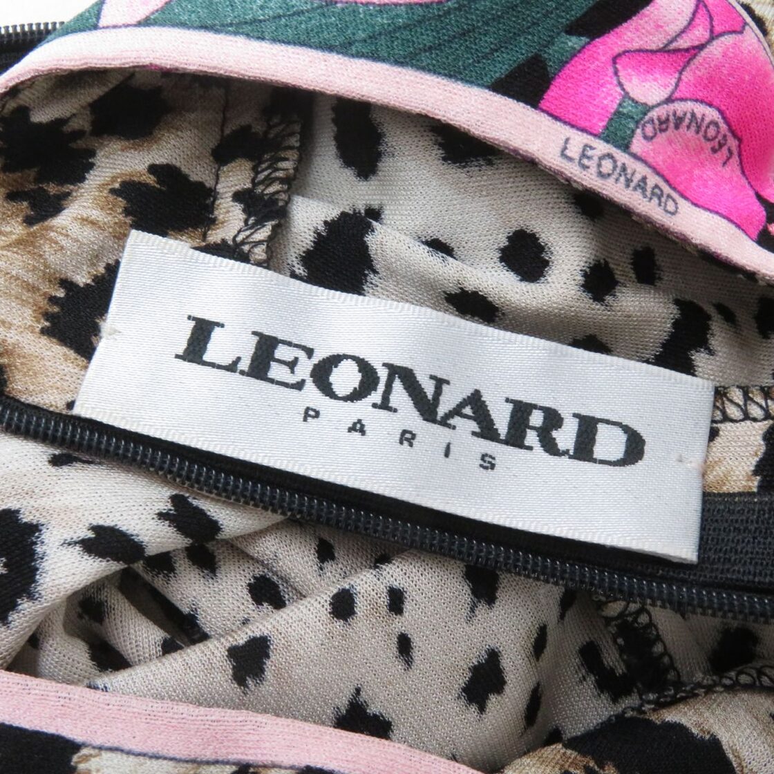 極美品☆LEONARD レオナール レオパード×花柄デザイン シルク100 