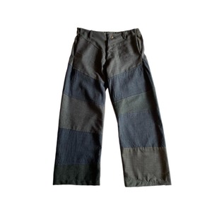 Patchwork straight slacks gray