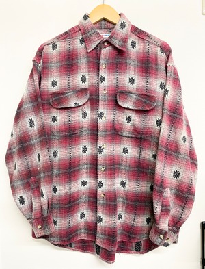 90sRVE21 Cotton Flannel Jacquard Check Shirt/L