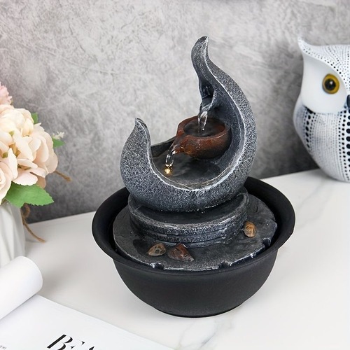 卓上噴水 USB電源 ポータブル卓上噴水 リラクゼーション 禅瞑想屋内噴水 自然の岩と反射ライト付き 家の装飾 リビングルーム オフィス装飾