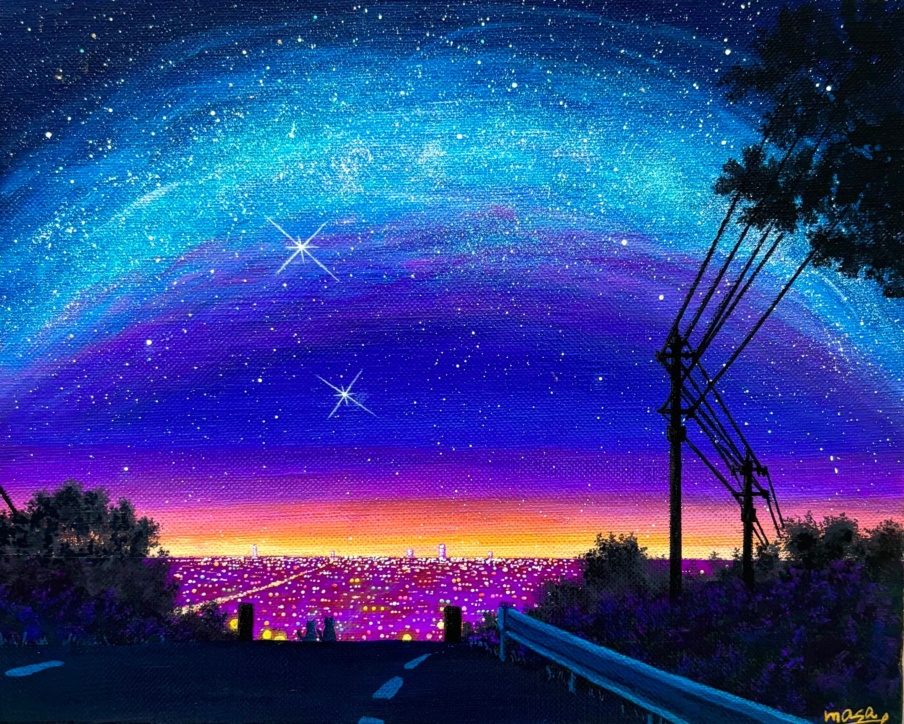 虹の夜空】273mm × 220mm | Awai
