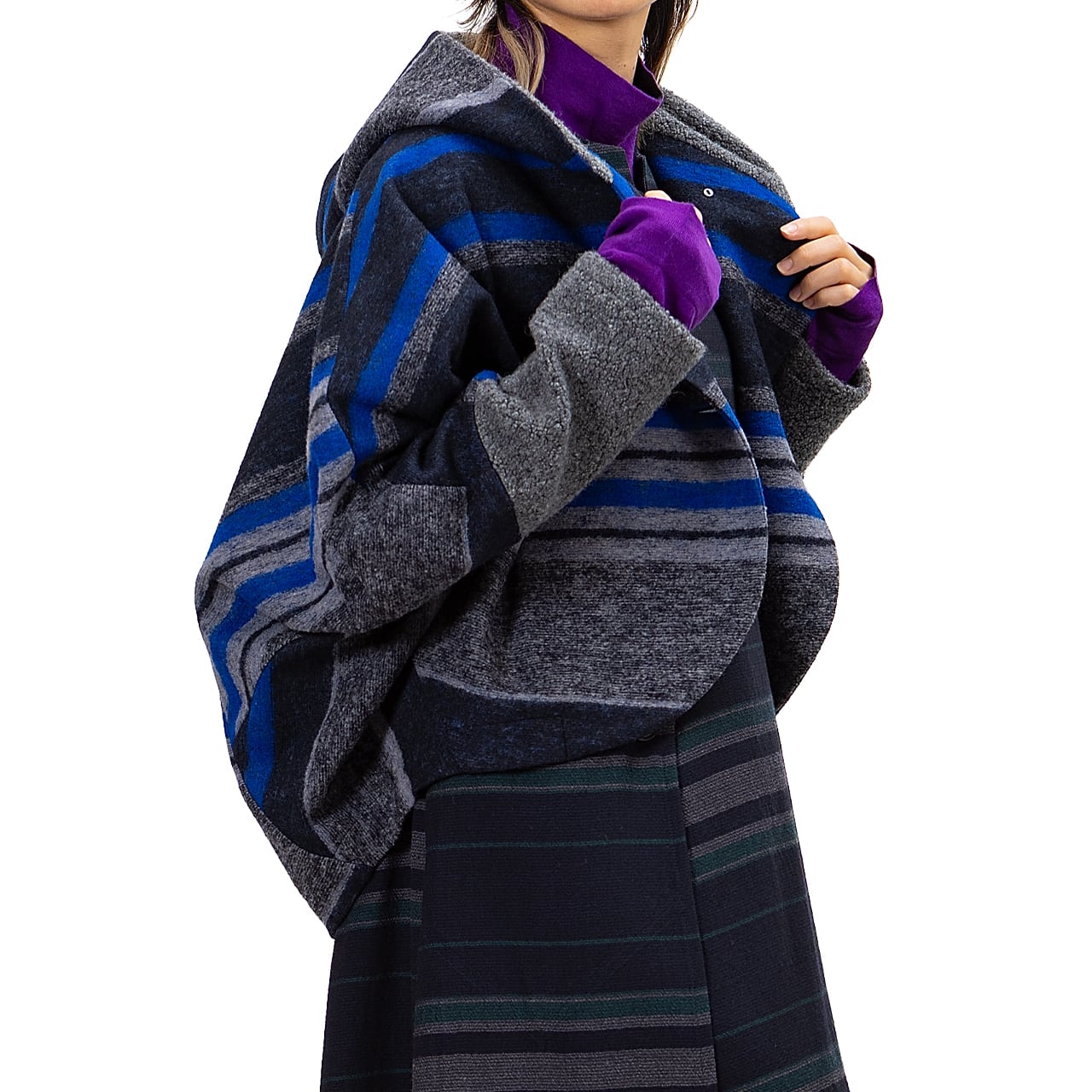 【最新作】パイル起毛ジャガードボーダードルマンパーカ【256-4221】