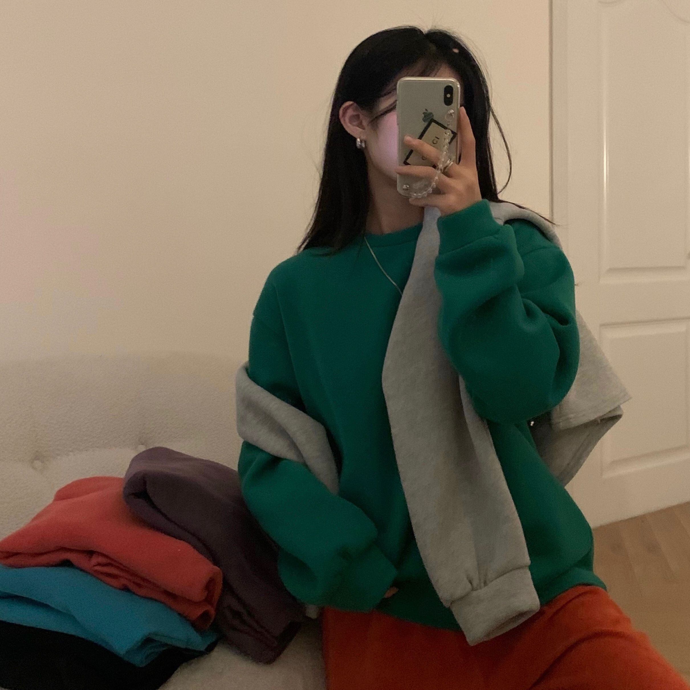 スウェット ルーズスタイルカラー長袖スリーブスプリングトップス コート ロング 春物 ピュア YY-ファッション7524762752