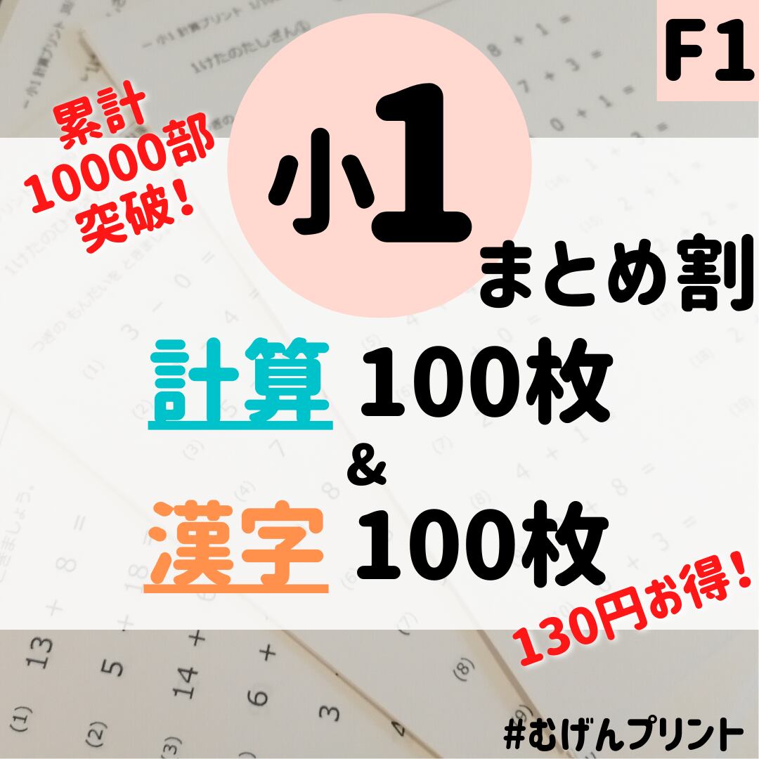 【エッフェル】計算漢字100枚250枚 お好きな250枚＋100枚でまとめ割】計算漢字ドリル、むげん