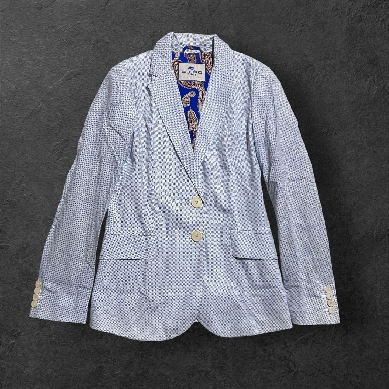 ETRO エトロ テーラードジャケット ペイズリー柄 スカーフ柄 シルク