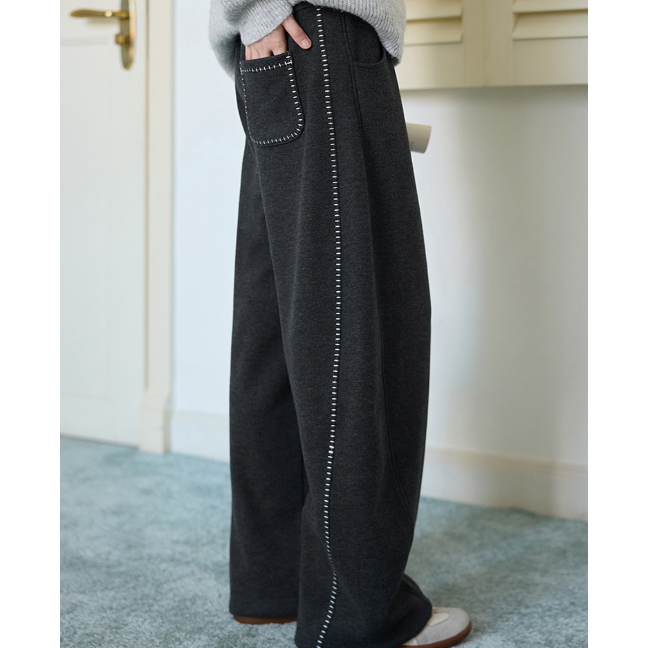 Stitch Side Line Wide Pants T4053