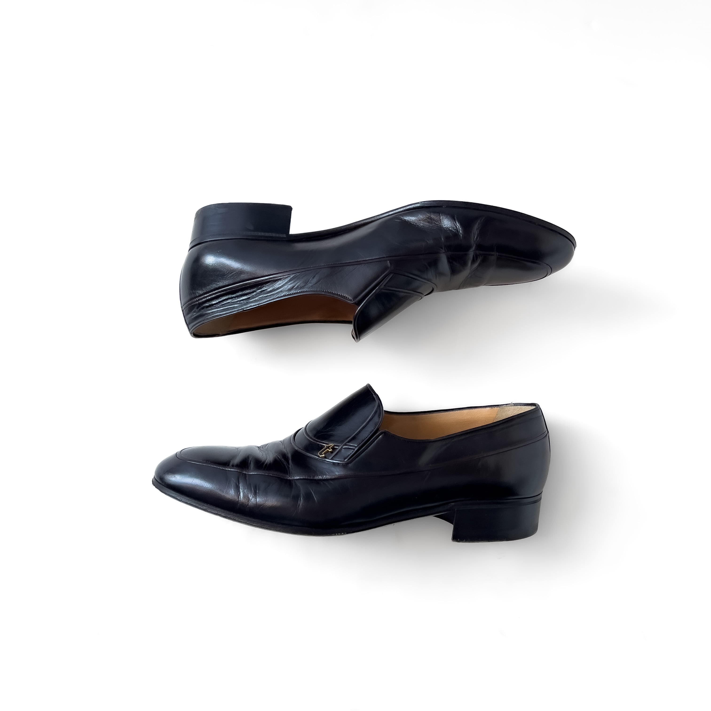 a. testoni” 7E black leather loafers made in italy AMEDEO TESTONI 