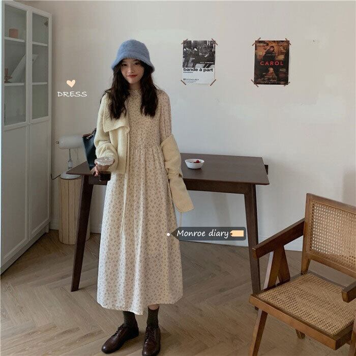 フローラルロングドレス オータムウィンター 秋物 冬物 花柄 スカート モンロー37670606435