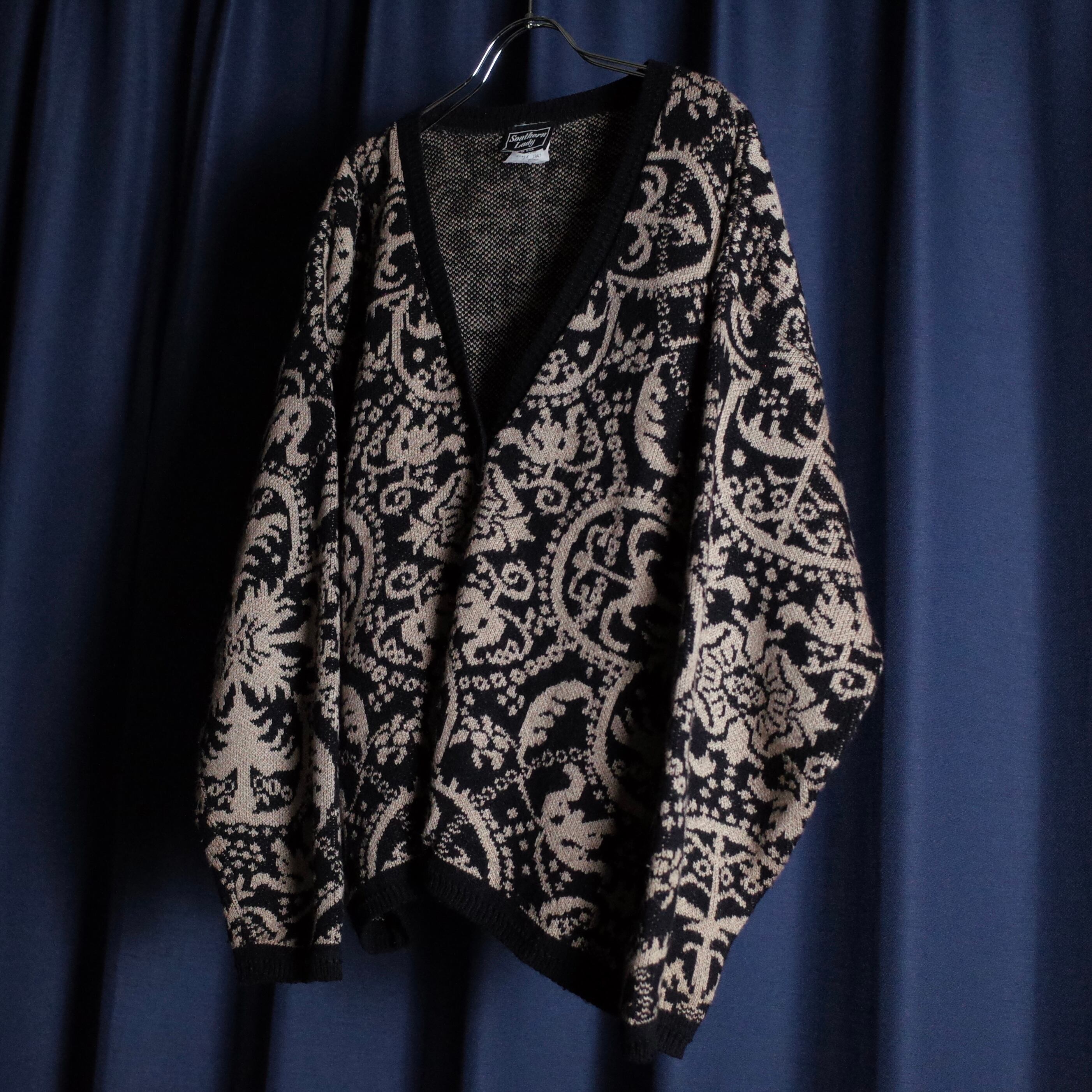 Made In USA Damask Pattern Knit Cardigan FINCH vintage and archive store