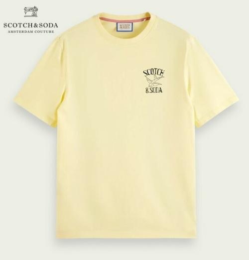 スコッチアンドソーダ Tシャツ 半袖 メンズ トップス イエロー 黄色 SCOTCH&SODA Artwork T-shirt 282-14416 First Light