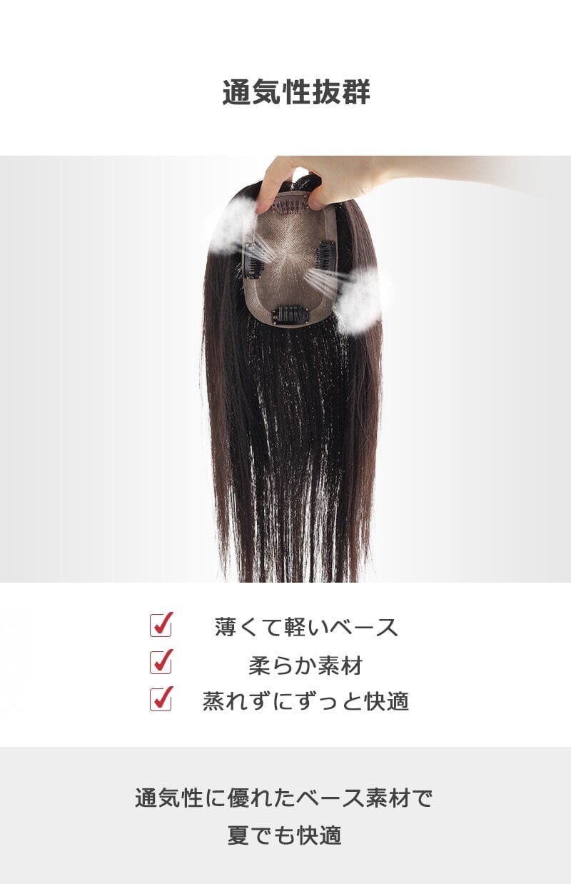 私元気！レミーヘアー30cm◎柔らかフィット通気性部分ウィッグ◎8×12cm