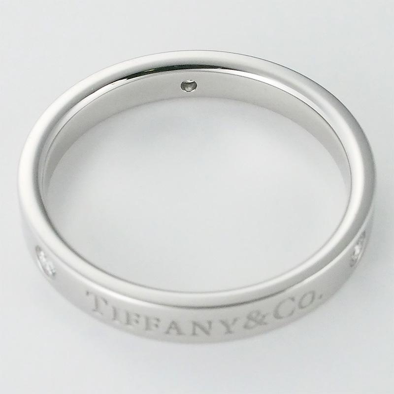 ティファニー TIFFANY&Co. 3Pダイヤ フラットバンド リング 14号 Pt950
