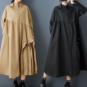 ギャザー入り シャツワンピース 60002