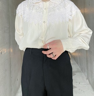 lace collar Silk blouse