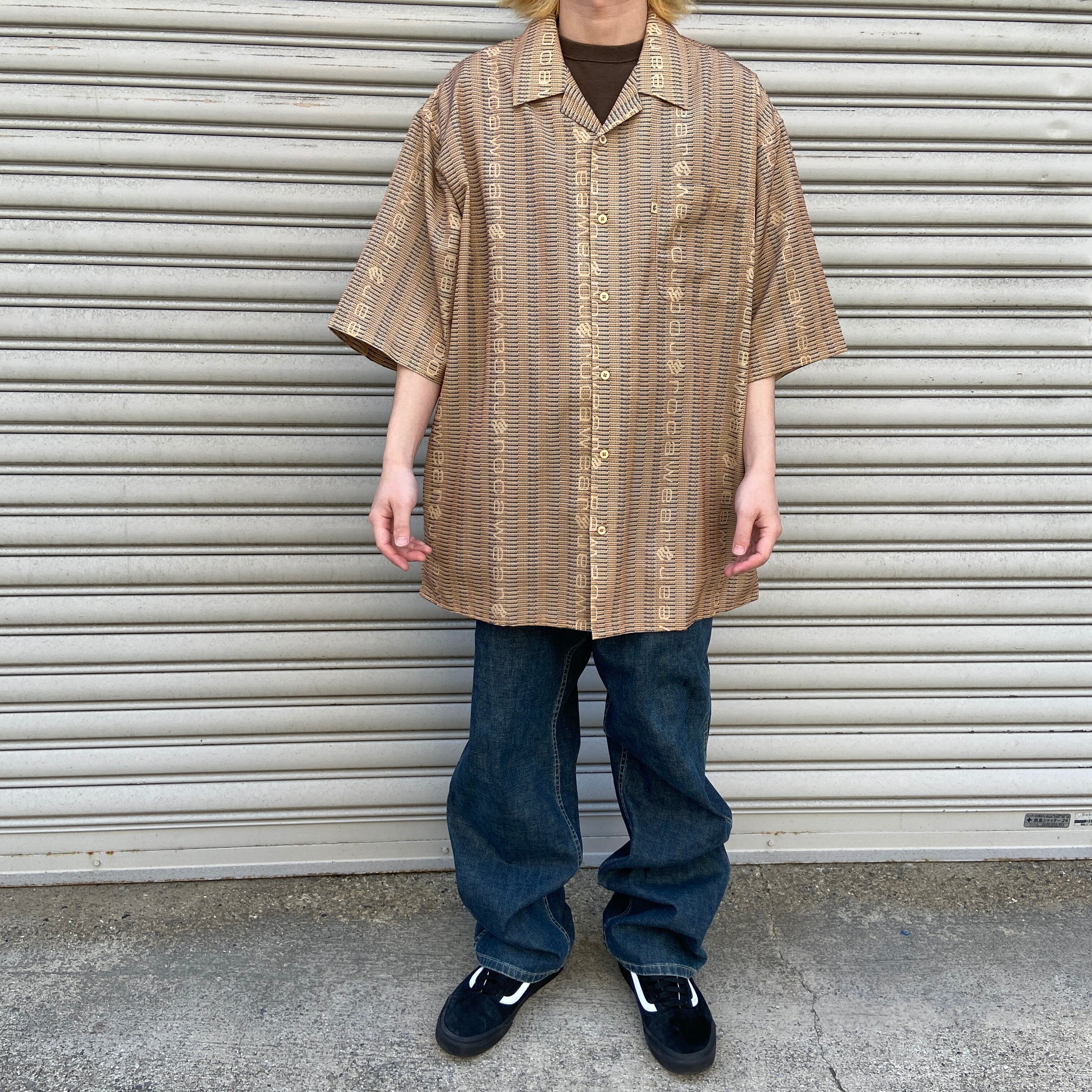 レッド系 ROCAWEAR☆総柄オープンカラーシャツ☆半袖シャツ☆茶系
