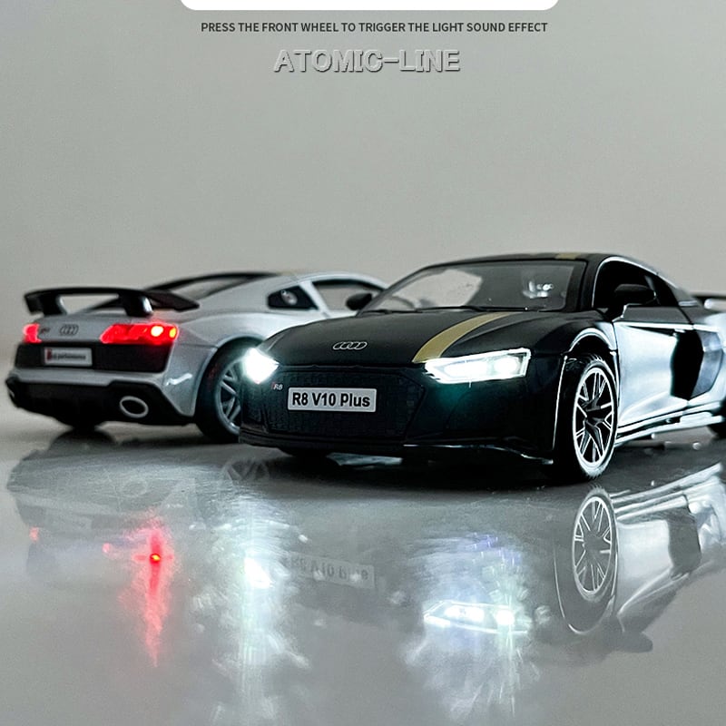 アウディ R8 V10 Plus 1/32 ミニカー 全4色 ライト点灯 エンジン
