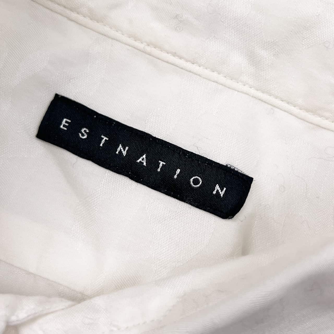 ESTNATION エストネーション カモフラ 迷彩 デザイン ワイドカラー 長袖シャツ M/ホワイト メンズ