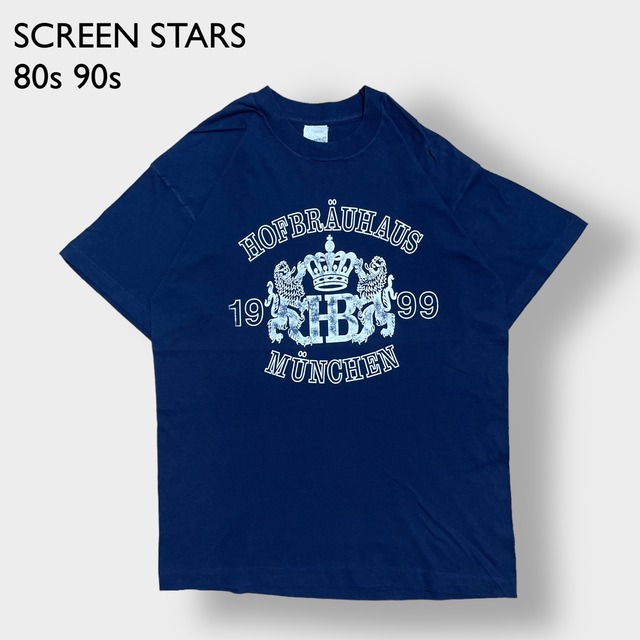 【SCREEN STARS】80s 90s USA製 白タグ Tシャツ ショップ レストラン アドバタイジング シングルステッチ プリント アーチロゴ スクリーンスターズ L 半袖 US古着