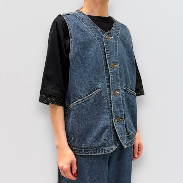 TANG cotton linen 8oz denim vest | CoCo Cuore