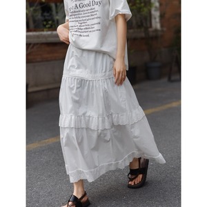 french a-line long skirt