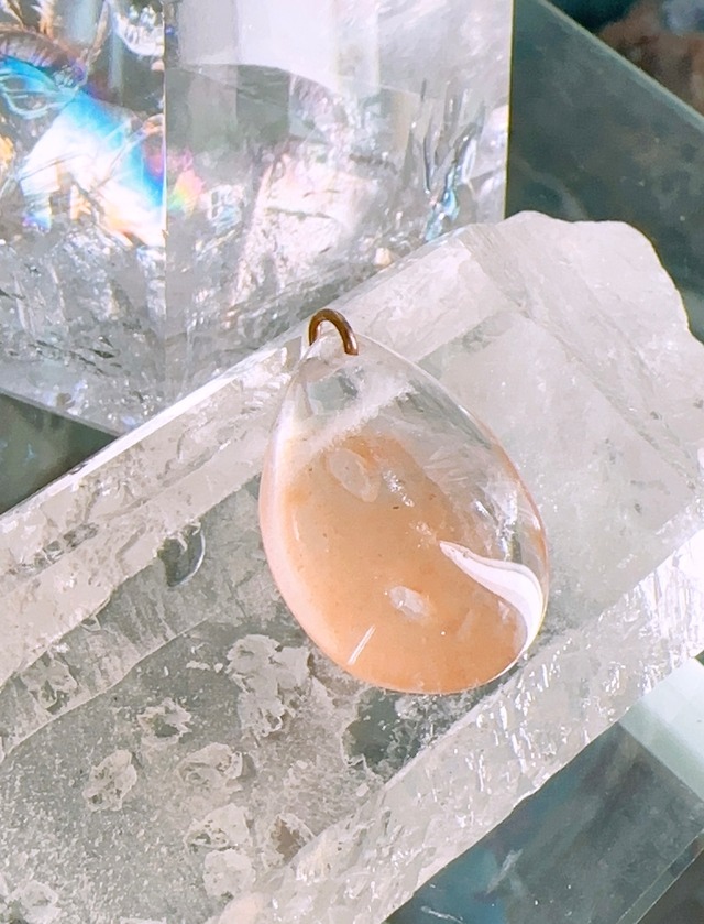 蜜柑水晶♡タンジェリンクォーツ✨18金ペンダントトップ