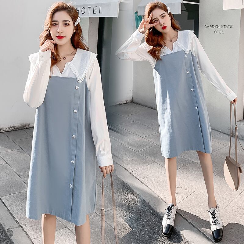 【新作】【送料無料】 9615＃マタニティドレス春秋長袖イージーマッチングルーズツーピーススタイリッシュドレス妊婦ママドレス ロング スプリング 春物 オータム 秋物 AL expec34764027957