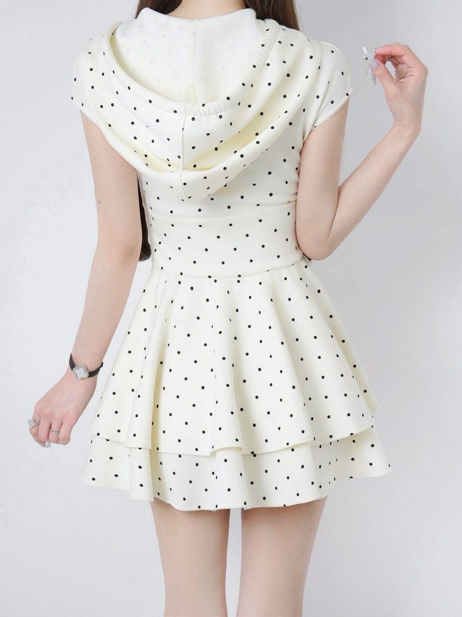 Lumignon Ribbon hood flare onepiece ドット LUMIGNON Ribbon hood flare onepiece ドット Ribbon hood flare